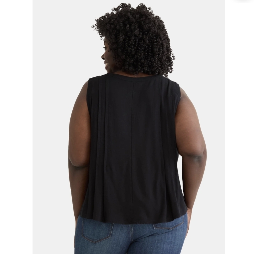 Terra & Sky Black Sleeveless Pleated Blouse - Picture 4 of 8